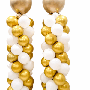 סט 2 עמודי בלונים זהב לבן