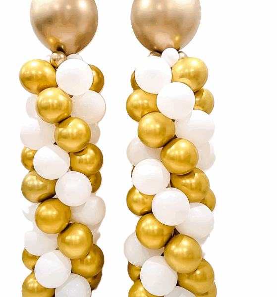 סט 2 עמודי בלונים זהב לבן