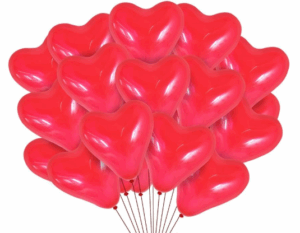 10 בלונים לב אדום