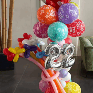 זר עמוד בלונים יום הולדת שמח