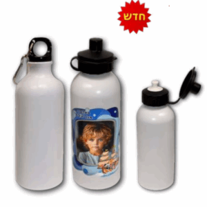 בקבוק אלומיניום 600 מ"ל סגירת פיה ושאקל - לבן