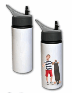 בקבוק אלומיניום 600 מ"ל בצבע לבן עם קשית