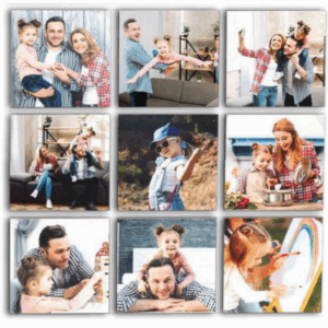 מארז אינסטגרם לסובלימציה 9 י"ח 18.5 * 18.5 ס"מ עובי: 12 מ"מ בלוק עץ לבן