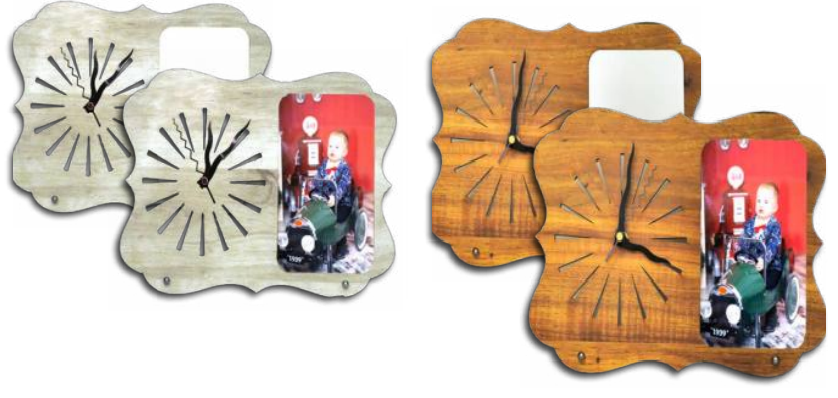 מעמד שולחני שעון + תמונה- עץ אלון